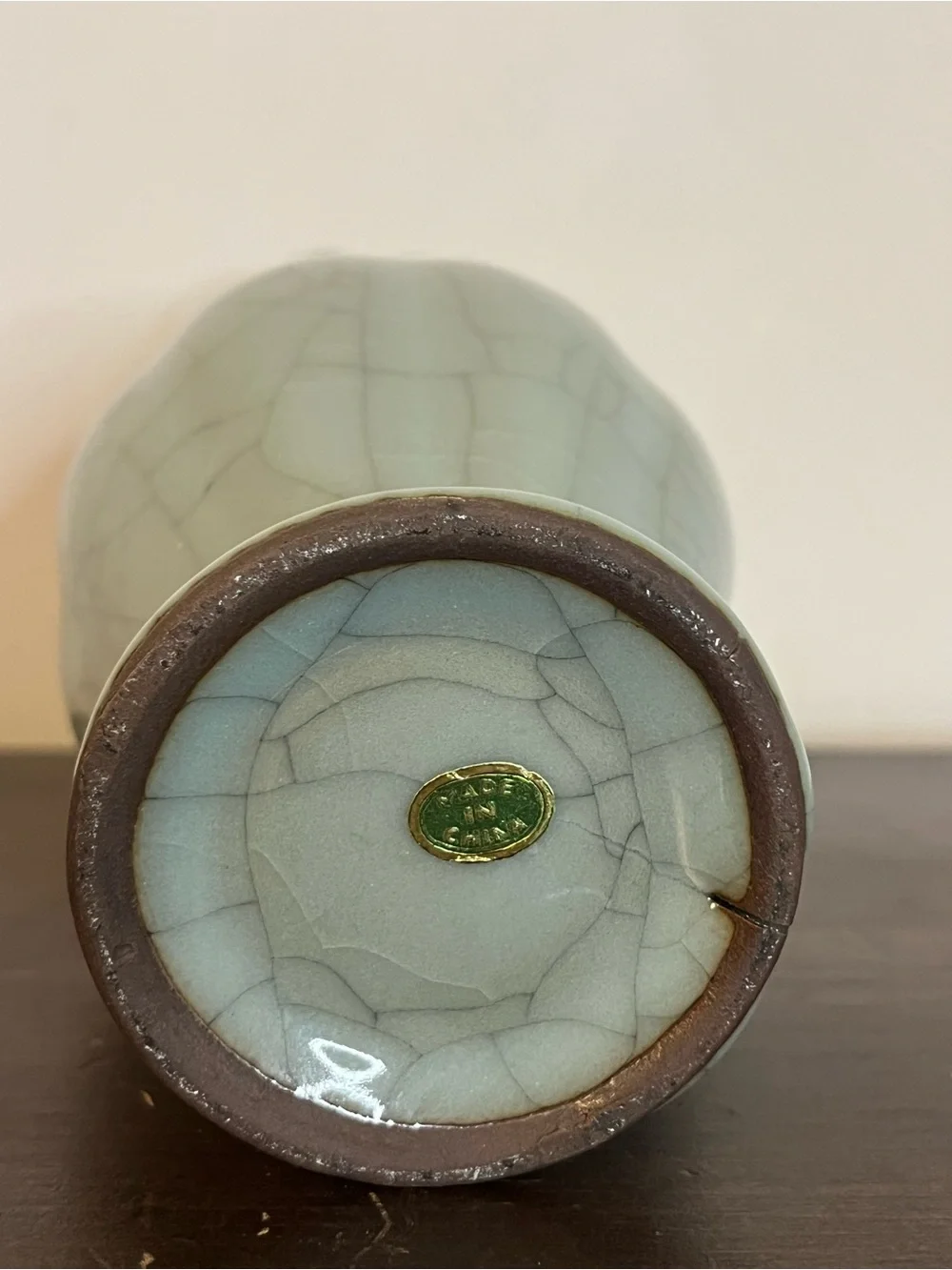 Vintage Chinese Ge ware celadon crackle vase gray blue glaze 8.5